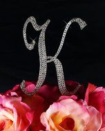 Rhinestone Cake Topper Letter K