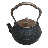 ufengkeantique black japanese cast-iron loop-handled kung fu teapot with rivet pattern N4