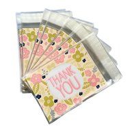 100 PCS Thank you Lovely Cute Bowknot OPP Self Adhesive Cookie Bakery Candy Biscuit Roasting Treat Gift DIY Plastic...