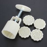 KINGSO Round Mooncake DIY Moon Cake Mold Cookie Cutter 4 Flower Plant Stamps Decoration N6