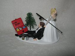 Wedding Reception Party Redneck Drunk Groom Beer Fishing Cake Topper