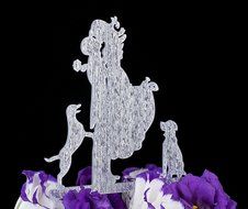 LOVENJOY with Gift Box Love Her Love Her Dog Silhouette Acrylic Wedding Engagement Cake Decoration Topper Black... N7