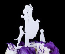 LOVENJOY with Gift Box Love Her Love Her Dog Silhouette Acrylic Wedding Engagement Cake Decoration Topper Black... N8