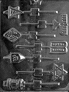 Jewish Holiday Lollipop Hanukkah Star of David Menorah Dredel Torah Chocolate Mold Soap Mold Ships Same Day m152