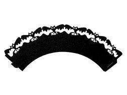 Cupcake Wrappers Haunted House x50pcs. 3 Halloween wraps to choose in shimmering black (Scary Houses) N19