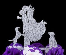 LOVENJOY with Gift Box Love Her Love Her Dog Silhouette Acrylic Wedding Engagement Cake Decoration Topper Black... N10