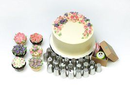 Russian Piping Tips 29 Piece Set by Cake Time - Cake and Cupcake Decorating Icing Tips N9