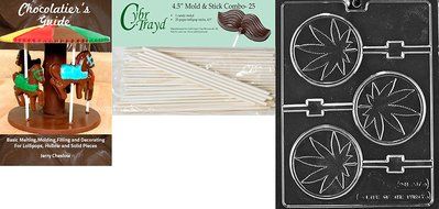 Cybrtrayd &#039;Marijuana Lolly&#039; Miscellaneous Chocolate Candy Mold with 25 4.5-Inch Lollipop Sticks and Chocolatier&#039;s...