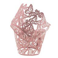 UNIQLED Pack of 50 Dancing Butterfly Filigree Bake Cake Paper Cups Little Vine Lace Laser Cut Liner Cupcake Wrappers... N5