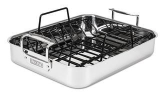 Viking Culinary 3-Ply Stainless Steel Roasting Pan and Non-Stick Rack, 16 Inch by 13 Inch N3