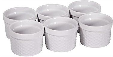 Home Essentials 66470 Mini Stoneware Hobnail White Ramekins 4 oz, Set of 6