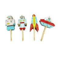 Bilipala Cupcake Toppers Picks Puffy Picks Party Cake Decoration, Space Robots, 24 Count N5