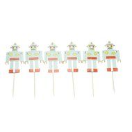 Bilipala Cupcake Toppers Picks Puffy Picks Party Cake Decoration, Space Robots, 24 Count N6
