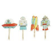 Bilipala Cupcake Toppers Picks Puffy Picks Party Cake Decoration, Space Robots, 24 Count N7