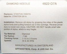 NEW! STANTON 680 D6800SL D6807A replacement needle 680A 680AL 4822-D7A 822-D7A N2