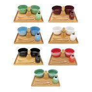 BambooMN Brand - Matcha Bowl Set (Includes 2 Bowls, Tea Whisk, Rest, Large Tray, 2 Teaspoons and Chasaku) - 1... N4