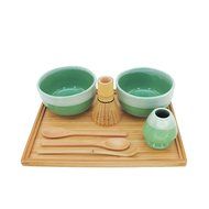 BambooMN Brand - Matcha Bowl Set (Includes 2 Bowls, Tea Whisk, Rest, Large Tray, 2 Teaspoons and Chasaku) - 1... N6