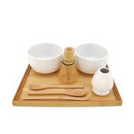 BambooMN Brand - Matcha Bowl Set (Includes 2 Bowls, Tea Whisk, Rest, Large Tray, 2 Teaspoons and Chasaku) - 1... N7