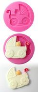 FOUR-C Silicone Cupcake Mold Baby Carriage Fondant Mould Color Pink N2