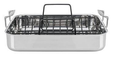Viking Culinary 3-Ply Stainless Steel Roasting Pan and Non-Stick Rack, 16 Inch by 13 Inch N4