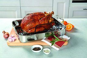 Viking Culinary 3-Ply Stainless Steel Roasting Pan and Non-Stick Rack, 16 Inch by 13 Inch N5