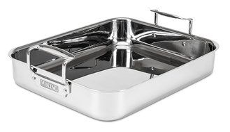 Viking Culinary 3-Ply Stainless Steel Roasting Pan and Non-Stick Rack, 16 Inch by 13 Inch N6