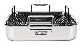 Viking Culinary 3-Ply Stainless Steel Roasting Pan and Non-Stick Rack, 16 Inch by 13 Inch N7