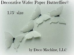 24 Small Assorted Pastel Light Soft White Decorative Wafer Paper Butterflies&copy; 1.75&quot; Pre Cut Cake Dessert Decorations