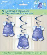 Cardboard Blue Clothesline Boy Baby Shower Cake Bunting Topper N29