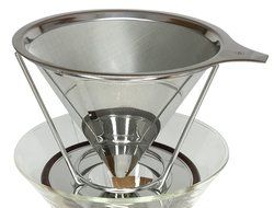 Blissful Sips Pour Over Coffee Filter (Single Cup) &ndash; Stainless Steel Fine Mesh Strainer for Fresh Brewed Coffee... N17