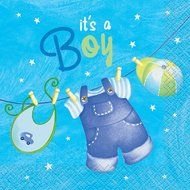 Cardboard Blue Clothesline Boy Baby Shower Cake Bunting Topper N31