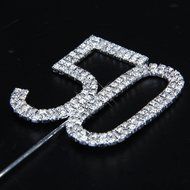 50th Anniversary Birthday Cake Topper w/Rhinestone Party Decoration N5