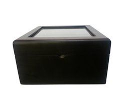 Black Wooden 4 Compartment Tea Display Storage Chest,This elegant tea chest has a black matt finish. There are... N2