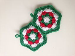 Crochet pot holders in Christmas motive, crochet potholders N2