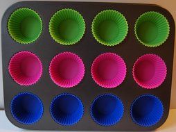 Non-stick Muffin Tin &amp; Cupcake Pan with 12 Removable Silicone Cups - Easiest Clean-up! - Metal Pan Is Stable for... N3