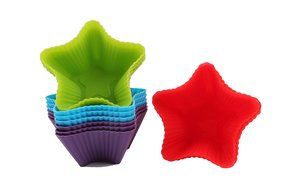 Trustworthy Buy 12-pack Reusable Silicone Star Shape Baking Cups / Cupcake Liners - Blue/Green/Red/Purple N6