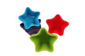 Trustworthy Buy 12-pack Reusable Silicone Star Shape Baking Cups / Cupcake Liners - Blue/Green/Red/Purple N7