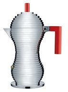 Alessi MDL02/6 R Pulcina Stove Top Espresso 6 Cup Coffee Maker in Aluminum Casting Handle And Knob in Pa, Red...