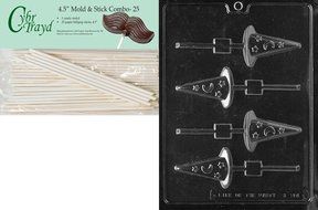 Cybrtrayd 45St25-H114 Witch&#039;s Hat Lolly Halloween Chocolate Candy Mold with 25 4.5-Inch Lollipop Sticks