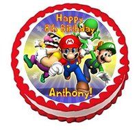 Super Mario Bros Personalized Edible Cake Topper Image -- 7.5&quot; Round