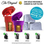 MaxBrew 24K GOLD Keurig Accessories (1) Single K-Cup Reusable (1) K-Carafe Reusable (3) Premium Water Filters... N4
