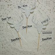 DOOXOO Deer Cupcake Toppers, Deer Party, Hunting Cake Topper,Gold Glitter,Animal Party Favors,Deer Decor,Cake... N12