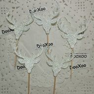 DOOXOO Deer Cupcake Toppers, Deer Party, Hunting Cake Topper,Gold Glitter,Animal Party Favors,Deer Decor,Cake... N13
