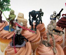 STAR WARS 14 Piece CUPCAKE Topper Set Featuring Storm Troopers, Soldiers, Kit Fisto and Asajj Ventress, Themed... N6