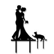 Ecape Acrylic Cake Topper of Engagement and Wedding with Bride and Groom and Their Lovely Cat Pack of 1 N31