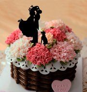 Ecape Acrylic Cake Topper of Engagement and Wedding with Bride and Groom and Their Lovely Cat Pack of 1 N33
