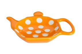 Dexam Polka Spot Dot Ceramic Retro Teabag Holder Caddy in Orange