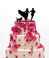 Ecape Acrylic Cake Topper of Engagement and Wedding with Bride and Groom and Their Lovely Cat Pack of 1 N35