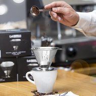 cafellissimo Stainless Steel Reusable Paperless Coffee Filter Pour-Over Coffee Maker with Mesh Bottom N3