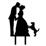 Ecape Acrylic Cake Topper of Engagement and Wedding with Bride and Groom and Their Lovely Cat Pack of 1 N36